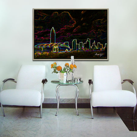Kunstdruck - Poster - Frankfurt Skyline no3