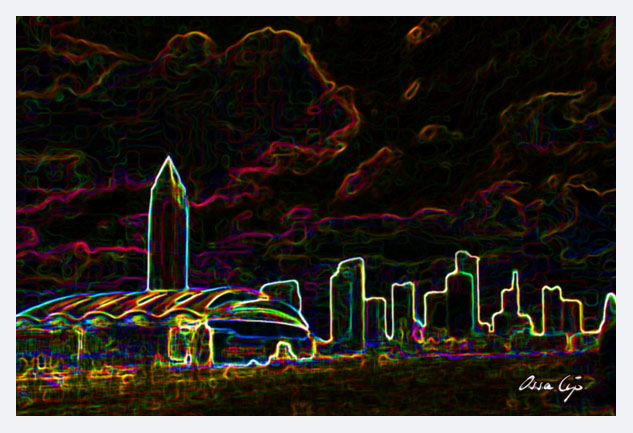 Kunstdruck - Poster - Frankfurt Skyline no3